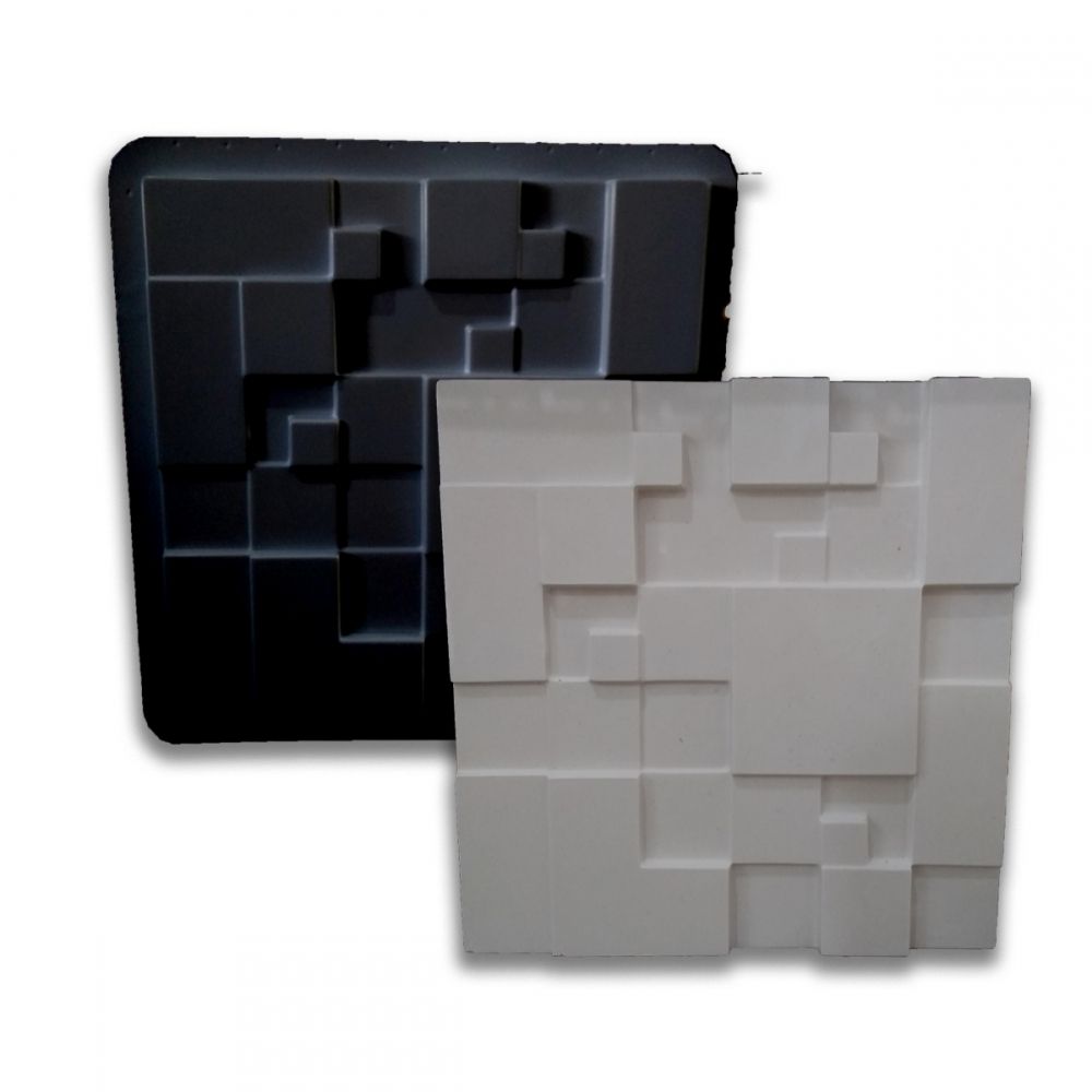 Forma de Gesso 3d Mosaico Liso 40x40cm ABS Preto 2mm - Mosaico Liso 40